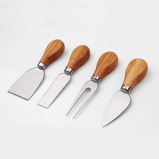 Bamboo Cheese Board Knife, Slicer, Fork & Scoop Set    3